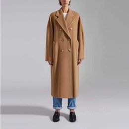 Elegant Fashion Luxury Designer Coat Cashmere Coat Wool Blend Femme's Coat Series Madame Classic Double-côté laine lâche Mabinet Women's Camel Maxmaras
