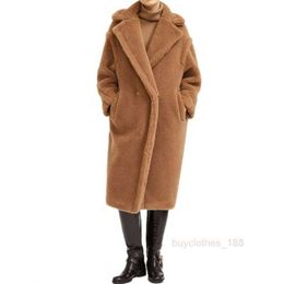 Elegant Fashion Luxury Designer Coat Cashmere Coat Wool Blend Women's Coat Series Teddy Seeddy Bear Long Casual Abel Mabinet Women's Camel Maxmaras