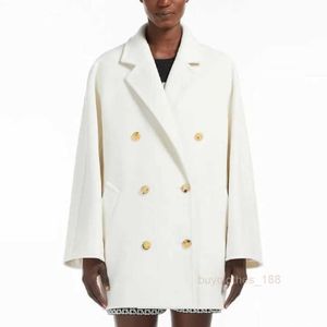 Elegante mode luxe designer jas kasjier jas wol mix damesjas van cavasis serie korte massieve dubbele borsten jas jas witte maxmaras
