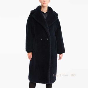 Elegant Fashion Luxury Designer Coat Cashmere Coat Lool Blend Femme's Coat Tedgirl Alpaca Wool Reple Breasted Suit Mabet Women's Black Blue Blue MAXMARAS