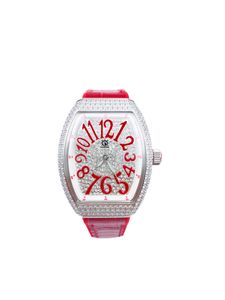 Elegant Women's Watch Quartz Movement Stars Diamonds Watch en forma de barril.