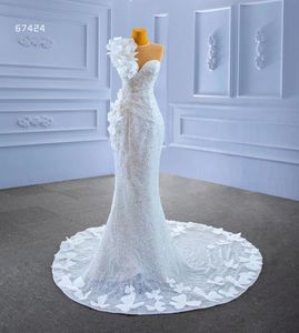 Zeemeermin trouwjurk modeontwerp luxueuze zware parel kant whitesm67424