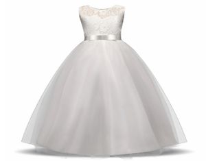 Élégant fleur fille robe adolescente blanc forme de bal formel pour le mariage pour enfants filles robes longues enfants vêtements nouveau tutu princesse t5536644