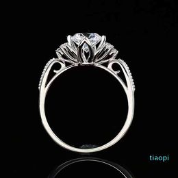 Elegante bloemen Moissanite Ringen Wit D Kleur 1CT Diamond S925 Zilveren Bruiloft Luxe Sieraden Daling