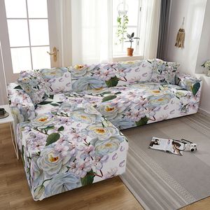 Flores elegantes Patrón de sofá las cubiertas elásticas de la plataforma de estiramiento lavable para la sala de estar 1/2/3/4 plazas Couch Chaise Lounge Cover