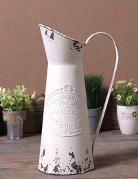 Élégant Style français pays primitif pichet fleur Vase arrosoir jardinières pour mariage maison Bar décoration blanc 8557271
