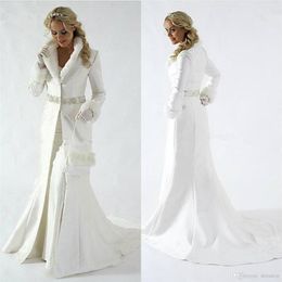 Elegante Bont Vrouwen Trouwjurken Bruids Jas Revers Hals Bridal Wrap Lange Mouwen Winterjassen voor Bruiloft Bolero Coat Plus size 2683