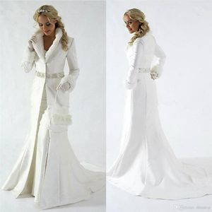 Élégant Fourrure Femmes Robes De Mariée Veste De Mariée Revers Cou De Mariée Wrap À Manches Longues Manteaux D'hiver Pour Le Mariage Bolero Manteau Plus La Taille 2282