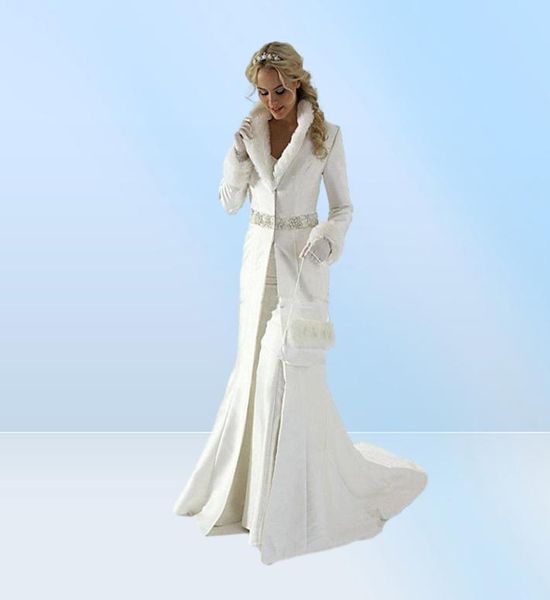 Vestidos de novia elegantes de piel para mujer, chaqueta nupcial con cuello de solapa, abrigo nupcial, abrigos de invierno de manga larga para boda, abrigo Bolero de talla grande 5296111