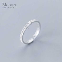 Elegante geometrische golf kant patroon echt sterling zilver 925 ring voor wome gratis maat fijne sieraden ontwerp 210707