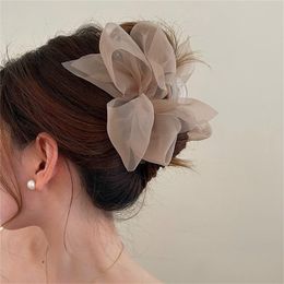 Elegante Meisje Nieuwe Mesh Tulle Grote Boog Grip Clip Vrouwelijke Paardenstaart Vlecht Haar Klauw Clip Haar Clip Haaraccessoires Gift Hoofdtooi