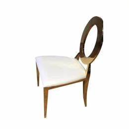Élégant chaise en acier inoxydable doré avec conception de dos ovale pour le mariage et l'utilisation de l'hôtel