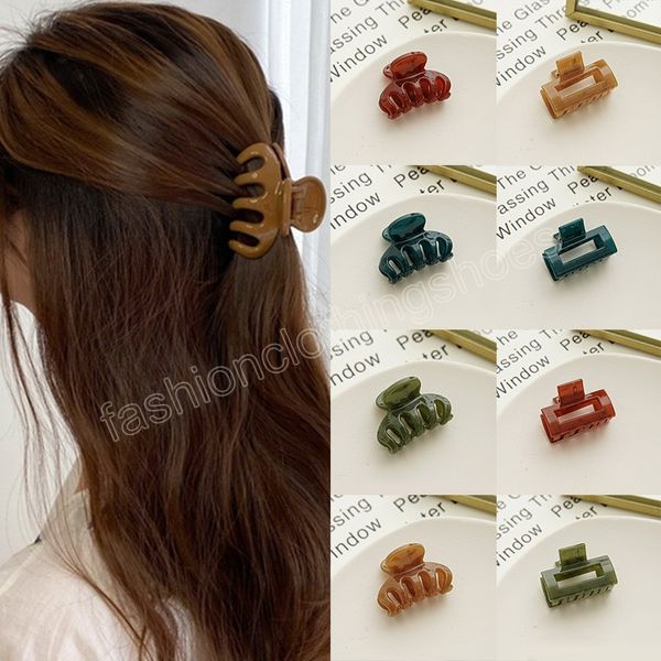 Épingles à cheveux élégantes couleur gelée crabe, Barrette, accessoires pour cheveux, griffes géométriques, pince à cheveux carrée en demi-cercle faite à la main