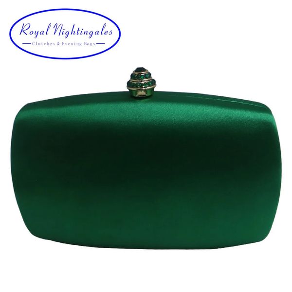 Elegante bolso de mano de caja dura de satén de seda, bolsos de noche de color verde oscuro para zapatos a juego y fiesta de graduación de boda para mujer 240223