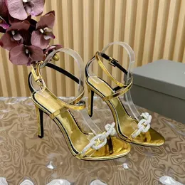 Designer de luxe de qualité supérieure sandales femmes High hee mode mousse de diamant boucle décorative chaussures de robe décontractée en cuir de laquer