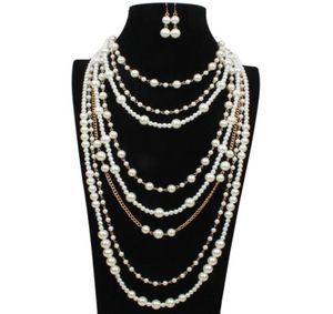Elegante hoogwaardige mannelijke Pearl Long Necklace Meerlagige ketting Vrouwelijke accessoires voor bruid Fashion 229T4642041