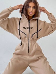 Elegante Hoodies Jumpsuit Korea Mode Vrouwen Lange Mouw Outfit Warme Overalls Winter Sportwear Rompertjes Trainingspakken 240306