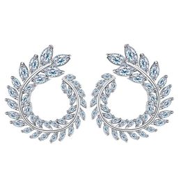 Élégant cerceau bijoux boucles d'oreilles feuille cercle AAA cubique zircone cuivre blanc CZ boucle d'oreille pour les femmes fête diamant boucles d'oreilles gracieuses Bri179h