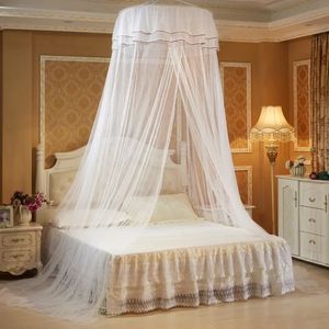 Elegant Hung Dome Mosquito Net voor tweepersoonsbed Princess Girl Insect Round Curtains Canopy Lanopy Lace Bedding Slaapkamer 240407