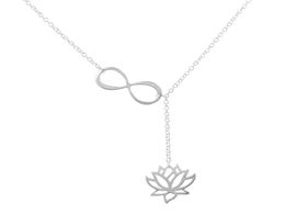 Elegant Infinity Lotus Charm Pendant Collier Silver Gold Color Fashion Flower Bijoux Beau cadeau pour les filles Bohemia Colliers7221382