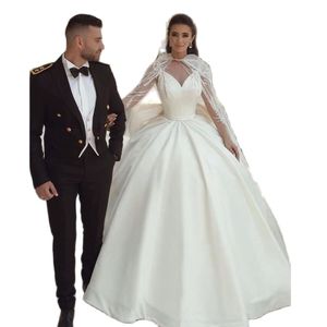 Elegant Ivoor Bal Trouwjurken Arabisch Dubai Kerk Bruidsjurk Kraal Gedrapeerde Prinses Vestidos De Mariages 326 326
