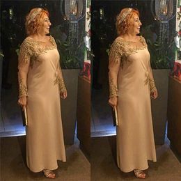 Elegant Jewel Mother Of the bride dress Chiffon Tea Length with Long Sleeves and Appliques Custom Made 277p