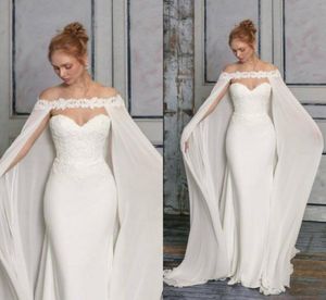 Elegante kanten applique bruidsjassen op maat gemaakte lange chiffon bruiloft cape sjaals voor formele jurken1090709