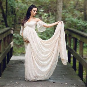 Elegante kant moederschap jurk fotografie fotosessie props jurken voor zwangere vrouwen kleding zwangerschap jurk voor foto shoot x0902