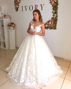 Robes de mariée en dentelle élégante, col transparent, ligne a, manches cape, maternité, enceinte, dos nu, plage, plus la taille, robes de mariée sur mesure DH4078