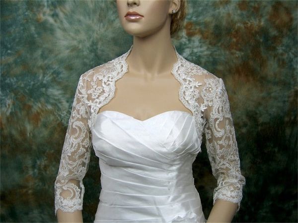 Élégant Dentelle Courte Wraps De Mariée Vestes Appliques À Manches Longues Capes De Mariage Châles Haussements D'épaules Sur Mesure Accessoires De Mariage De Mariée