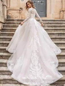 Robes de mariée en dentelle élégantes robes de mariée sirène appliques robe de mariée en tulle ivoire perles de cristal robes de mariée de luxe scintillant magnifique princesse personnaliser robe de mariée
