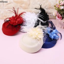 Señoras elegantes Fascinator Sombreros Tocados de novia para bodas Eventos de baile Ocasión formal Pluma Flor Mujeres Sombrero Gorras Sombreros Accesorios para el cabello femenino CL1950