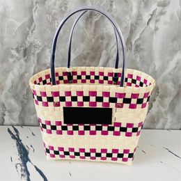 Elegante Dames TOTE BAG Handtas Geweven Zak Stro Geweven Boodschappentas Hennep Tote Lederen Emmer Zak Veld Stijl Dames Mode Tas