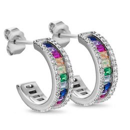Elegant Lady 925 Sterling Silver Hoop Earring Aaaaa Zircon bijoux Boucles d'oreilles de mariage pour femmes