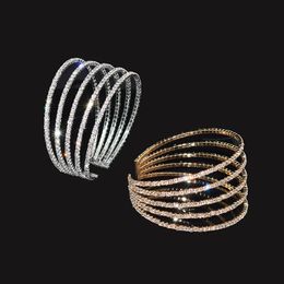 Elegant Lady Crystal Open Bracelets Bangles Gold Silver Bracelet s para mujeres Joya de fiesta de bodas Joya 231221