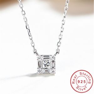 Élégante dame diamant cz pendentif réel 925 en argent Sterling charme fête mariage pendentifs collier pour les femmes mariée bijoux fins