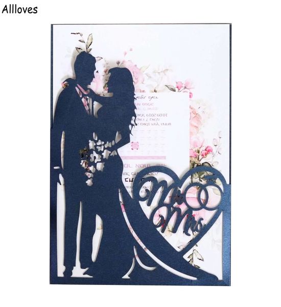 Élégante carte d'invitation de mariage découpée au laser entreprise personnalisée avec carte RSVP cartes de voeux Saint Valentin décor fournitures de fête CL0018