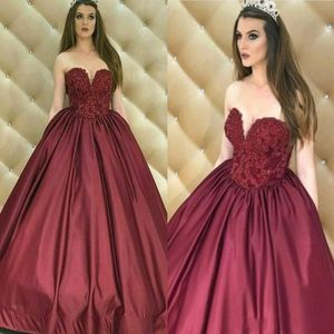Vintage arabe bordeaux robes de soirée une ligne étage longueur formelle Robe de soirée chérie princesse robes de soirée de bal