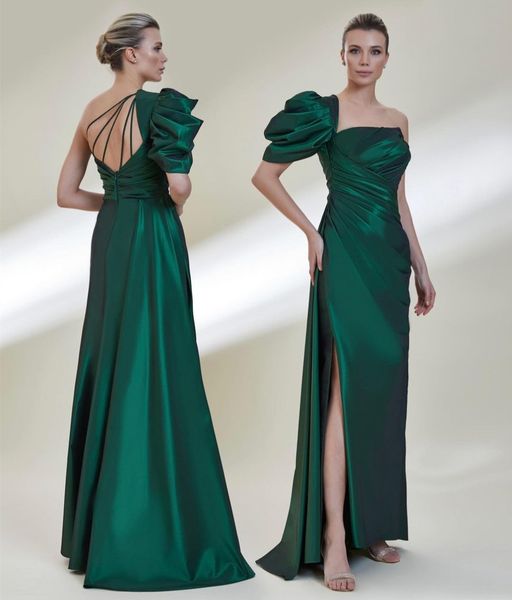 Vestidos de fiesta largos y elegantes de color verde con vaina con abertura, vestido de fiesta hasta el suelo plisado sin tirantes, vestidos de noche formales maxi para mujer