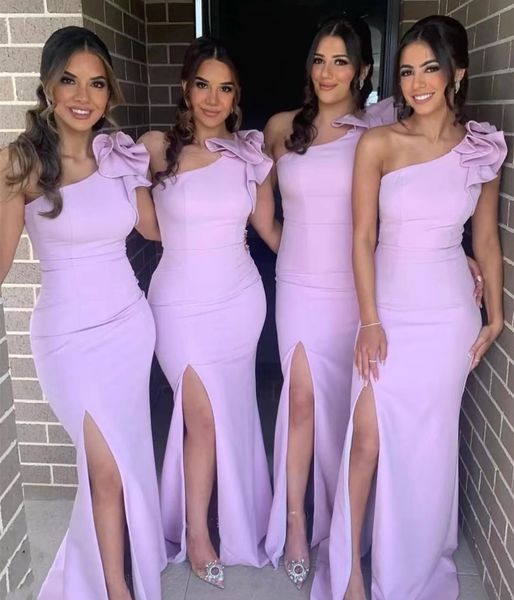 Elegante largo Long One Have Have Housing Purple Sufrides Dames con volantes/Slit Mermaid Longitud del piso de graduación Fiesta de graduación Fiesta de graduación Crepe Galadress Galadress Vestidos Mujeres Vestidos