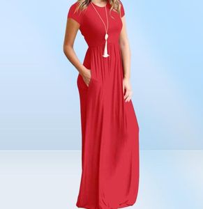 Élégant Longue robe d'été Femmes courtes manches maxi robes de ladies fêtises robes décontractées robe femme verte rouge xxl5577910