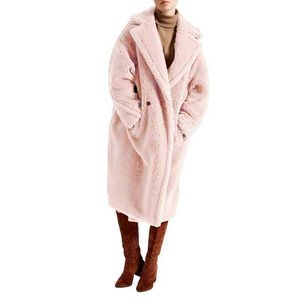 Élégant Long manteau de laine vers le bas manteaux en gros femme hiver cachemire laine Teddy manteau femmes grande taille parka veste col de fourrure 16BFAL