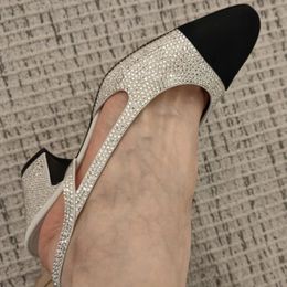 Zapatos de vestir con diamantes de imitación Diseñadores Sandalia para mujer Clásicos Tacones gruesos Slingbacks Sexy Versátil 6.5 cm Gatito Sandalias de tacón 35-41 Zapato de diseñador para mujer elegante
