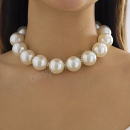 Elegante luxe imitatie Pearl Rhinestone Choker ketting voor vrouwen Fashion Nieuwe cadeaubteverklaring Kraagketting Nieuwe sieraden