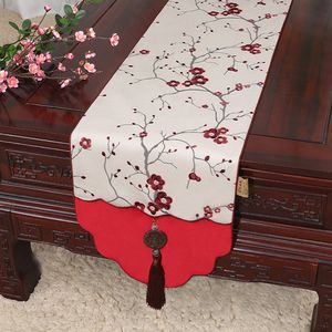Elegante luxe dikker Chinese zijde stof tafel runner high-end kerstdiner partij decoratie damast tafelklep rechthoek 300x33 cm