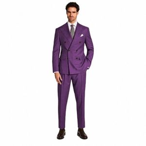 Costume élégant pour homme, veste à Double boutonnage, 2 pièces, pour mariage, formel, bureau, smoking, sur mesure, nouveauté 2024, l40g #