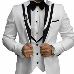 Costume élégant pour hommes, smoking de mariage, 3 pièces, veste, pantalon, gilet, Blazer formel, personnalisé, costume masculin, 2024, D4Q5 #