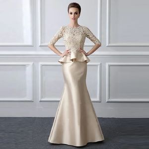 Elegante Zeemeermin Avondjurk 2024 Scoop Halve Mouwen Kant Applique Satijn Prom Formele Jurken voor Vrouwen Robe De Soiree Aanpassen