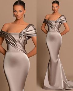 Elegante zeemeermin avondjurken voor zwarte vrouwen Grote maten off-shoulder plooien Gedrapeerde formele gelegenheden Prom Party Celebrity Verjaardag Pageant Gowns