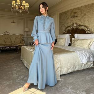 Élégante sirène mère de la mariée robes perlées manches bouffantes formelle plissée longue arabe dubaï robe de soirée pour femmes 326 326